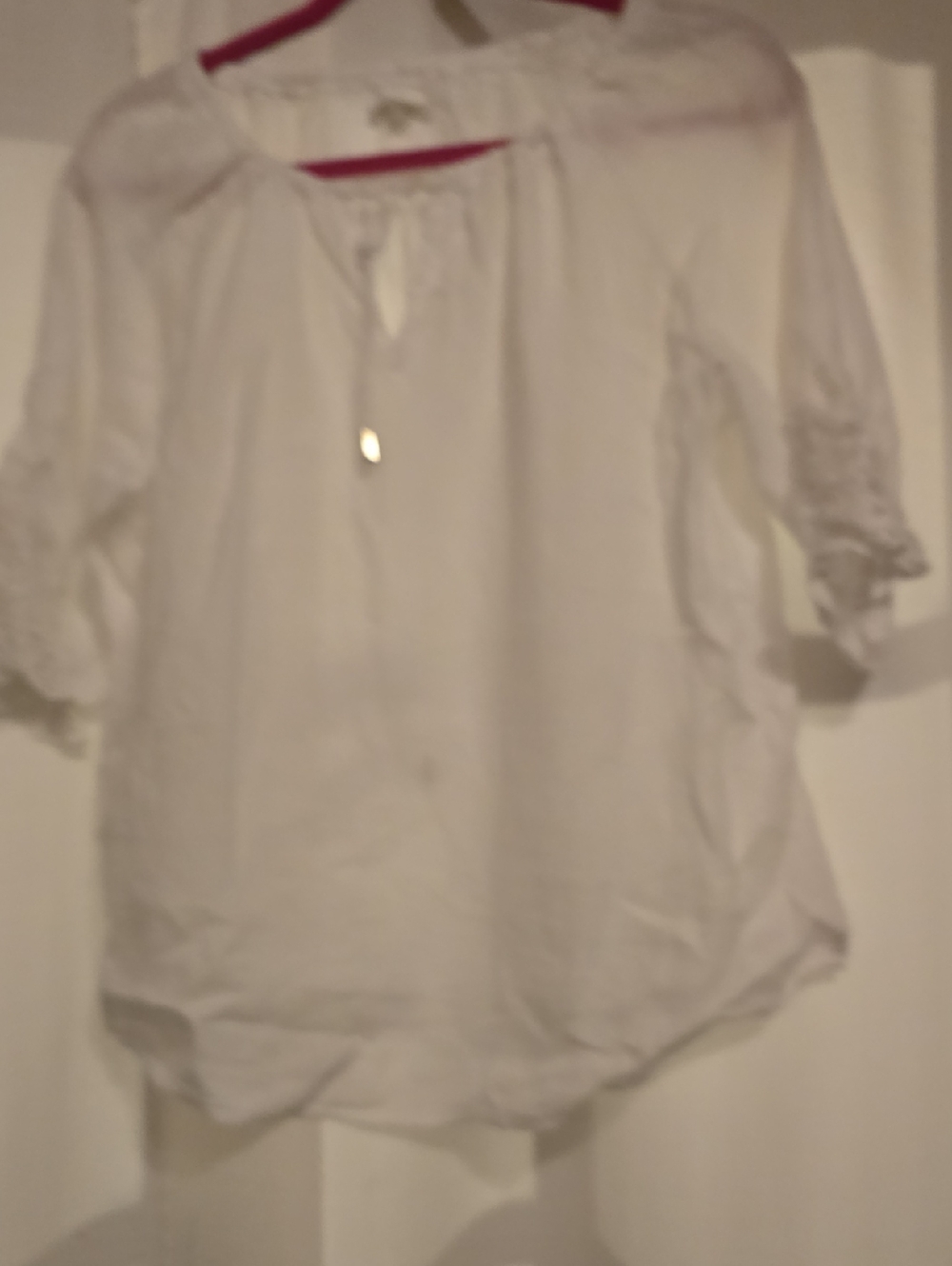 White Peasant Blouse with Tie Neck